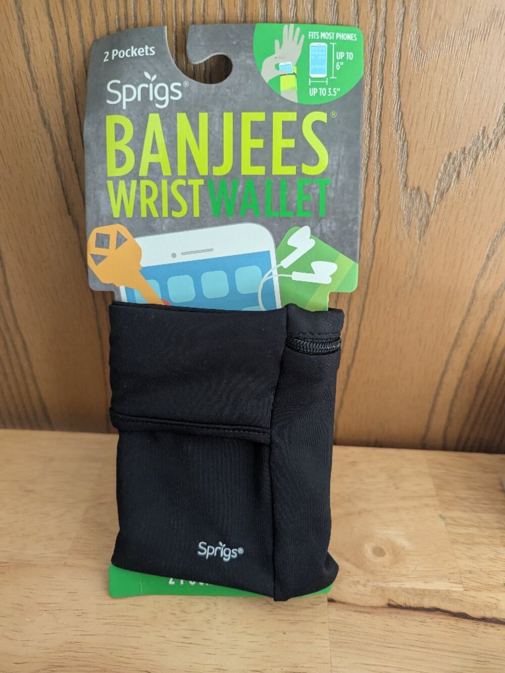 New Sprigs Banjees Wrist Wallet 2 Pocket Black Sportwear Phone Money Case-Unisex